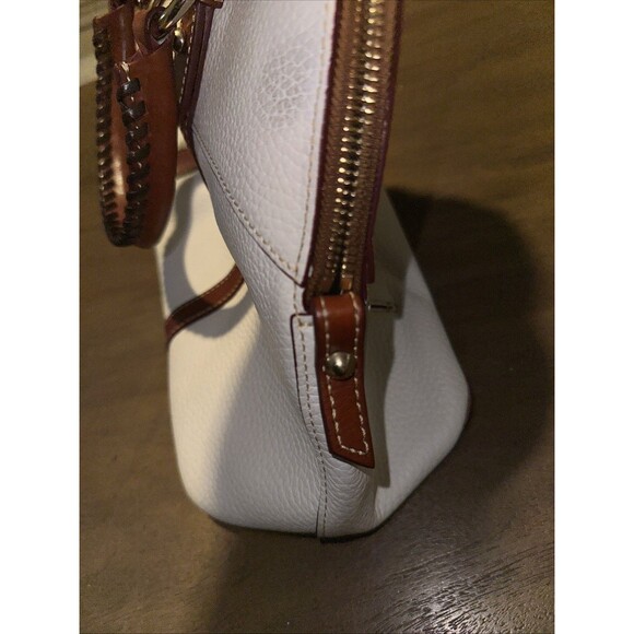 Dooney & Bourke Aubrey Cream Brown Pebble  Leather Tassel Satchel Handbag *READ - Picture 10 of 12